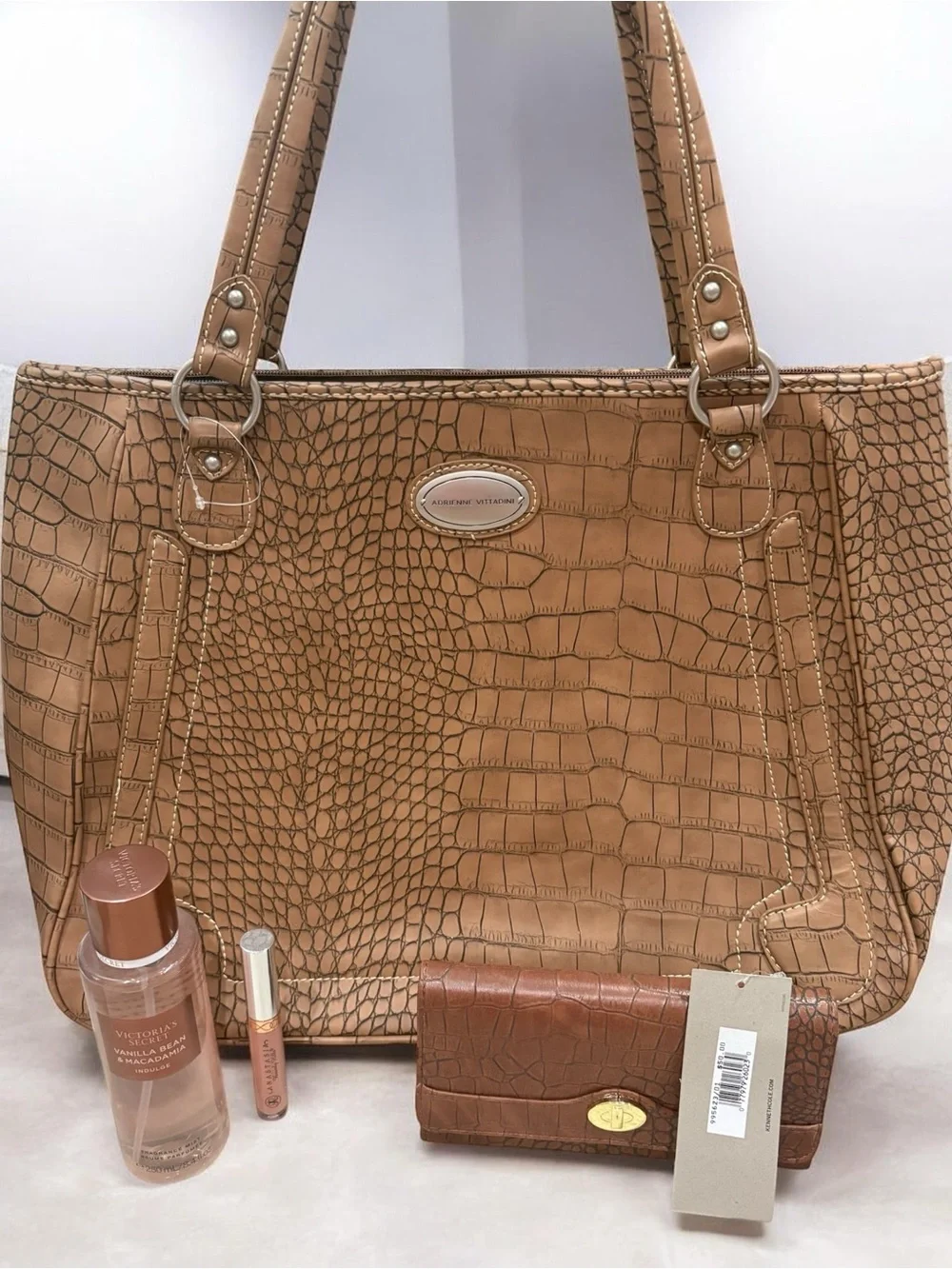 Adrienne Vittadini Croc-Embossed Women’s Tote Bag/Wallet- $135 MSRP